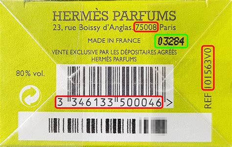 hermes perfume batch code